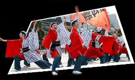 よさこい柏紅塾_東京大マラソン祭り2008_飛び出す写真