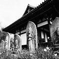 観音石仏と本堂(2)